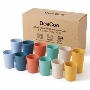 12 Pack Premium Wheat Straw Cups, 6 Pcs 20 oz & 6 Pcs 10 oz Unbreakable Drinking Cups, Alternative to Plastic Cups Sets, Reusable Water Glasses Tumbler, Microwave & Dishwasher Safe, Bpa Free 12 Pack Premium Wheat Straw Cups, 6 Pcs 20 oz & 6 Pcs 10 oz Unbreakable Drinking Cups, Alternative to Plastic Cups Sets, Reusable Water Glasses Tumbler, Microwave & Dishwasher Safe, Bpa Free