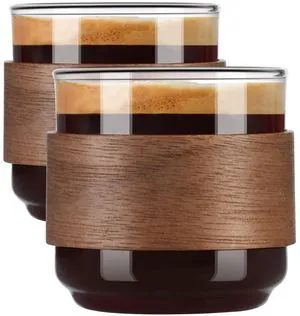 Espresso Cups, 5 oz Espresso Shot Cups with Wooden Ring, Set of 2 | Clear espresso shot glass works as a cortado cup; expresso shots cup and double espresso cups serve as espresso accessories Espresso Cups, 5 oz Espresso Shot Cups with Wooden Ring, Set of 2 | Clear espresso shot glass works as a cortado cup; expresso shots cup and double espresso cups serve as espresso accessories