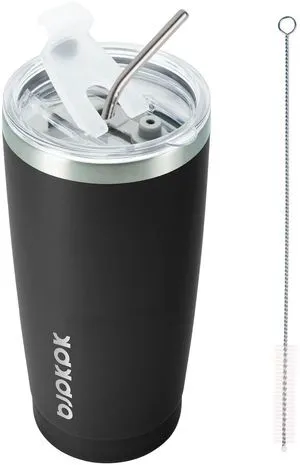20 oz Coffee Tumbler with Lid & Straw, Insulated Stainless Steel Mug | Double Wall Vacuum, Keeps Hot/Cold, BPA Free, Leak Proof, Iced Coffee Cup Fit Car Holder, Travel & Beach, Black 20 oz Coffee Tumbler with Lid & Straw, Insulated Stainless Steel Mug | Double Wall Vacuum, Keeps Hot/Cold, BPA Free, Leak Proof, Iced Coffee Cup Fit Car Holder, Travel & Beach, Black