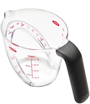 Good Grips 1-Cup Angled Measuring Cup | Angled Interior Markings to Read from Above, Marked with Ounces & ml, Non-Slip Grip, Dishwasher Safe Good Grips 1-Cup Angled Measuring Cup | Angled Interior Markings to Read from Above, Marked with Ounces & ml, Non-Slip Grip, Dishwasher Safe
