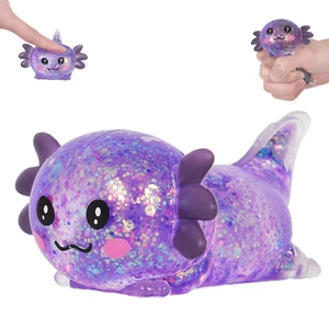 Lying Axolotl Squishy Toy, Glitter Slow Rising Squeeze Toy | Maltose filled TPR stress relief fidget toy. Cute transparent handheld desk pet sensory toys for kids age 3+ & adults. Lying Axolotl Squishy Toy, Glitter Slow Rising Squeeze Toy | Maltose filled TPR stress relief fidget toy. Cute transparent handheld desk pet sensory toys for kids age 3+ & adults.