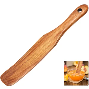 Wooden Spatula for Sourdough Starter, Mixing, Cooking & Baking - Teak Kitchen Utensil with Flat Edge for Non-Stick Cookware, Jars & Bread Dough - Wooden Spurtle for Scraping Wooden Spatula for Sourdough Starter, Mixing, Cooking & Baking - Teak Kitchen Utensil with Flat Edge for Non-Stick Cookware, Jars & Bread Dough - Wooden Spurtle for Scraping