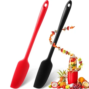 2 Pieces 2 Pcs Silicone Jar Spatula Long Handle Scraper, Red, Black | Non-stick Rubber Heat Resistant Spatula Silicone Scraper for Jars, Smoothies, Blenders Cooking Baking Stirring Mixing Tools 2 Pieces 2 Pcs Silicone Jar Spatula Long Handle Scraper, Red, Black | Non-stick Rubber Heat Resistant Spatula Silicone Scraper for Jars, Smoothies, Blenders Cooking Baking Stirring Mixing Tools