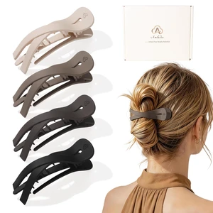 Large Flat Hair Clips for Women, Claw Clips for Medium Thick Hair | Strong Hold French Hair Clips for Styling, Driving, Daily Wear | Beige, Light Brown, Dark Brown, Black - 4Pcs Large Flat Hair Clips for Women, Claw Clips for Medium Thick Hair | Strong Hold French Hair Clips for Styling, Driving, Daily Wear | Beige, Light Brown, Dark Brown, Black - 4Pcs