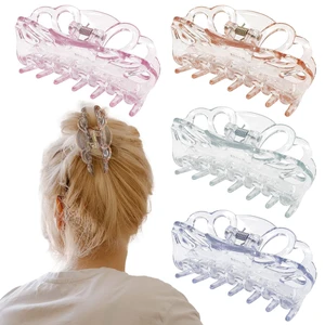 4 Pack Clear Hair Clips for Women 3.5 Inch Butterfly Banana Clips, Non Slip Strong Hold Jaw Clamps, Transparent Hair Clips for Thick or Thin Hair 4 Pack Clear Hair Clips for Women 3.5 Inch Butterfly Banana Clips, Non Slip Strong Hold Jaw Clamps, Transparent Hair Clips for Thick or Thin Hair