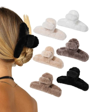 Plush Clip - Hair Clip, 6 Pcs Rectangular Cute Hair Clips for Women, Large Hair Barrettes for Thick Hair, Non Slip Hair Jaw Clips for Girls, Camel/Coffee/Beige/Khaki/White/Black Plush Clip - Hair Clip, 6 Pcs Rectangular Cute Hair Clips for Women, Large Hair Barrettes for Thick Hair, Non Slip Hair Jaw Clips for Girls, Camel/Coffee/Beige/Khaki/White/Black