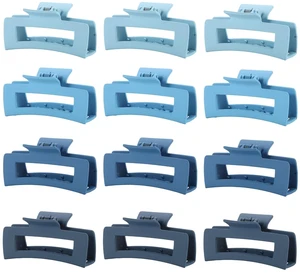 12 Pcs Blue Large Square Hair Claw Clips for Women, 4.3-Inch Matte Rectangle Claw, Strong Hold Non-slip Hair Clips for Thick & Thin Hair 12 Pcs Blue Large Square Hair Claw Clips for Women, 4.3-Inch Matte Rectangle Claw, Strong Hold Non-slip Hair Clips for Thick & Thin Hair