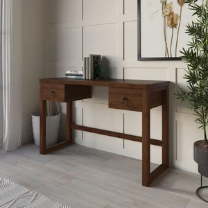 HMD Dario Modern Wood Writing Desk with Spacious Tabletop & 2 Built-In Drawers, Clean-Lined Design for Home Office, Study & Creative Workspace HMD Dario Modern Wood Writing Desk with Spacious Tabletop & 2 Built-In Drawers, Clean-Lined Design for Home Office, Study & Creative Workspace