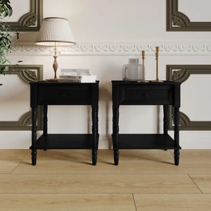 HMD Ruston 1-Drawer Nightstand (Set of 2) with Open Shelf, Turned Legs, and Rich Woodgrain Finish Black HMD Ruston 1-Drawer Nightstand (Set of 2) with Open Shelf, Turned Legs, and Rich Woodgrain Finish Black