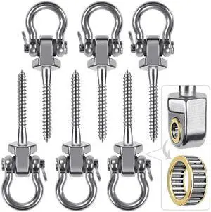 Heavy Duty Swing Hangers with Bearings - Set of 6 Stainless Steel 304 Screw Brackets for Hanging Chairs, Swings, Hammocks, Punching Bag - Indoor & Outdoor Use - 1500LB Capacity Heavy Duty Swing Hangers with Bearings - Set of 6 Stainless Steel 304 Screw Brackets for Hanging Chairs, Swings, Hammocks, Punching Bag - Indoor & Outdoor Use - 1500LB Capacity
