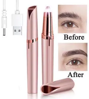 USB Rechargeable Portable Electric Eyebrow Trimmer Pen for Women, Painless Precision Hair Remover, Safe Shaver Razor Tool for Face, Leg, Lip, Armpit, Hand (Rose Gold) USB Rechargeable Portable Electric Eyebrow Trimmer Pen for Women, Painless Precision Hair Remover, Safe Shaver Razor Tool for Face, Leg, Lip, Armpit, Hand (Rose Gold)