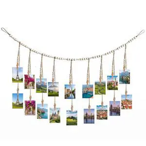 Photo Hanging Display Wall Decor, Photo String With 18 Wooden Clips For Show Happy Moments, For Bedroom Living Room Home Study Baby Room Dormitory Teen Girls Gifts Photo Hanging Display Wall Decor, Photo String With 18 Wooden Clips For Show Happy Moments, For Bedroom Living Room Home Study Baby Room Dormitory Teen Girls Gifts