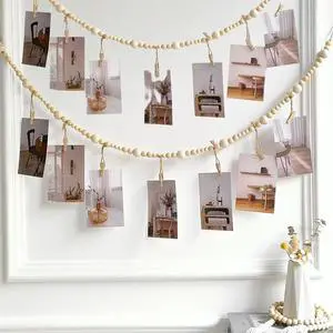 2PCS Photo Hanging Display Wall Decor, Photo String With 14 Wooden Clips For Show Happy Moments, For Bedroom Living Room Home Study Baby Room Dormitory Teen Girls Gifts 2PCS Photo Hanging Display Wall Decor, Photo String With 14 Wooden Clips For Show Happy Moments, For Bedroom Living Room Home Study Baby Room Dormitory Teen Girls Gifts