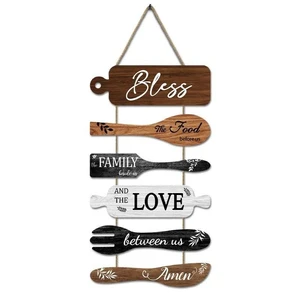Generic Brand Kitchen Wall Decor Bless the Food Cookware Shaped Hanging Signs Rustic Wooden Plaques Set for Farmhouse Kitchen Country Dining Room, 6Pcs Premium UV Printed Art Generic Brand Kitchen Wall Decor Bless the Food Cookware Shaped Hanging Signs Rustic Wooden Plaques Set for Farmhouse Kitchen Country Dining Room, 6Pcs Premium UV Printed Art