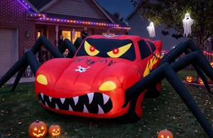 Super Giant Red 19.7FT Halloween Inflatables Spider Car Outdoor Decorations | Built in LED Lights,Blow Up Spider Race Car for Yard Lawn Garden Holiday Halloween Party Supplies with WaterBags Stakes Super Giant Red 19.7FT Halloween Inflatables Spider Car Outdoor Decorations | Built in LED Lights,Blow Up Spider Race Car for Yard Lawn Garden Holiday Halloween Party Supplies with WaterBags Stakes