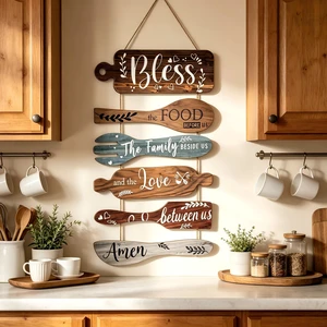 Generic Bl 6Pcs Bless The Food Before Us Sign Kitchen Decor Wall, Multicolor | Farmhouse Kitchen Wall Art, Rustic Wood Vertical Hanging Sign, Roped Collage for Dining Room, Meal Prayer Family Blessing Generic Bl 6Pcs Bless The Food Before Us Sign Kitchen Decor Wall, Multicolor | Farmhouse Kitchen Wall Art, Rustic Wood Vertical Hanging Sign, Roped Collage for Dining Room, Meal Prayer Family Blessing