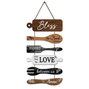 Generic Brand Kitchen Wall Decor Bless the Food Cookware Shaped Hanging Signs Rustic Wooden Plaques Set for Farmhouse Kitchen Country Dining Room, 6Pcs Premium UV Printed Art Generic Brand Kitchen Wall Decor Bless the Food Cookware Shaped Hanging Signs Rustic Wooden Plaques Set for Farmhouse Kitchen Country Dining Room, 6Pcs Premium UV Printed Art