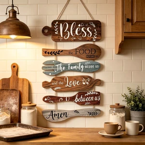 Generic Bl 6Pcs Bless The Food Before Us Sign Kitchen Decor Wall, Multicolor | Farmhouse Kitchen Wall Art, Rustic Wood Vertical Hanging Sign, Roped Collage for Dining Room, Meal Prayer Family Blessing Generic Bl 6Pcs Bless The Food Before Us Sign Kitchen Decor Wall, Multicolor | Farmhouse Kitchen Wall Art, Rustic Wood Vertical Hanging Sign, Roped Collage for Dining Room, Meal Prayer Family Blessing
