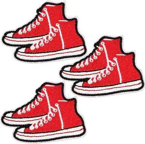 U-Sky Sew or Iron on Embroidered Patches | Classic Red High Top Sneaker Design | Streetwear Fashion Canvas Shoes | Teens Young Adults | Jackets Backpacks Hats | 3"x2" 3PCs Pack U-Sky Sew or Iron on Embroidered Patches | Classic Red High Top Sneaker Design | Streetwear Fashion Canvas Shoes | Teens Young Adults | Jackets Backpacks Hats | 3"x2" 3PCs Pack