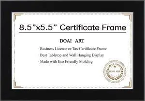 DOAI ART 8.5 x 5.5 Business License Frame Black DOAI ART 8.5 x 5.5 Business License Frame Black