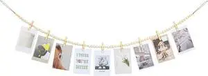 KLOGTSIND Hanging Photo Display, Boho Wood Bead Garland Wall Decor KLOGTSIND Hanging Photo Display, Boho Wood Bead Garland Wall Decor