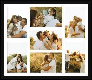 4x6 Picture Frame Collage for Wall, Display 7 Pcs 4x6 Photos with Mat or 12x14 Without Mat, 7 Opening Photo Frame for 4 x 6 Pictures with Shatter Resistant Plexiglass, White Mat, Black 4x6 Picture Frame Collage for Wall, Display 7 Pcs 4x6 Photos with Mat or 12x14 Without Mat, 7 Opening Photo Frame for 4 x 6 Pictures with Shatter Resistant Plexiglass, White Mat, Black