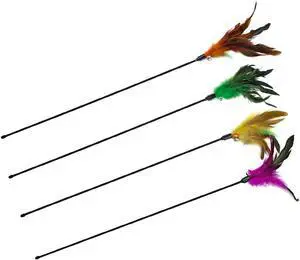4 PCS Interactive Cat Teaser Wand - 20" Long Wand with Loud Bell for Cat and Kitten 4 PCS Interactive Cat Teaser Wand - 20" Long Wand with Loud Bell for Cat and Kitten