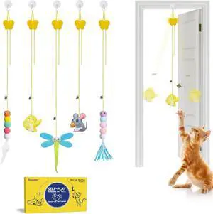 Potaroma Interactive Cat Feather Toys 5 Pcs, Cat Teaser Retractable Hanging Indoor Kitten Play Chase Exercise, Mental Physical Stimulation for All Breeds and Species Potaroma Interactive Cat Feather Toys 5 Pcs, Cat Teaser Retractable Hanging Indoor Kitten Play Chase Exercise, Mental Physical Stimulation for All Breeds and Species