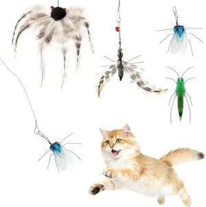Cat Wand Toy, 4PC Flying Bug Toys for Cats(4PC Bug Refills) Cat Wand Toy, 4PC Flying Bug Toys for Cats(4PC Bug Refills)