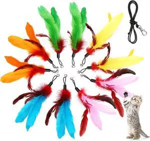 11PCS Cat Wand Attachments, 10 Cat Feather Toy Refills and 1 Spare String 11PCS Cat Wand Attachments, 10 Cat Feather Toy Refills and 1 Spare String