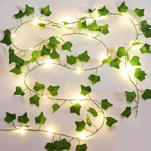 KASZOO 2 Pack 6.56 Ft Vines with Fairy Lights Battery Operated, 40 LEDs Artificial Garland Plant Vine Fairy Light, Hanging Ivy Lights for Bedroom Garden Party Wall Room Decor KASZOO 2 Pack 6.56 Ft Vines with Fairy Lights Battery Operated, 40 LEDs Artificial Garland Plant Vine Fairy Light, Hanging Ivy Lights for Bedroom Garden Party Wall Room Decor