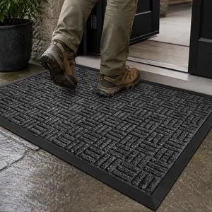 Mibao Front Door Mat Outdoor Entrance, 29.5" x 17" Heavy Duty Welcome Mat for Outdoor and Indoor, Waterproof Dirt Trapper Doormat, Super Absorbent Indoor Entryway Mat for Patio & Porch - Gray Mibao Front Door Mat Outdoor Entrance, 29.5" x 17" Heavy Duty Welcome Mat for Outdoor and Indoor, Waterproof Dirt Trapper Doormat, Super Absorbent Indoor Entryway Mat for Patio & Porch - Gray