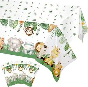 3Pieces Jungle Safari Tablecloths Animal Print Table Cover 3Pieces Jungle Safari Tablecloths Animal Print Table Cover