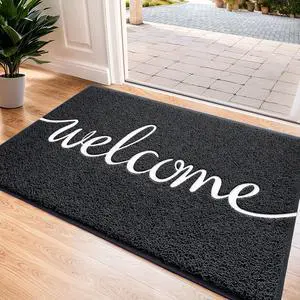 CozyBounty Black Door Mat Welcome Mats Outdoor Indoor Non-Slip Doormat for Entryway Low-Profile Floor Mat for Yard, Garage, High Traffic Areas (30"x17.5", Black) CozyBounty Black Door Mat Welcome Mats Outdoor Indoor Non-Slip Doormat for Entryway Low-Profile Floor Mat for Yard, Garage, High Traffic Areas (30"x17.5", Black)