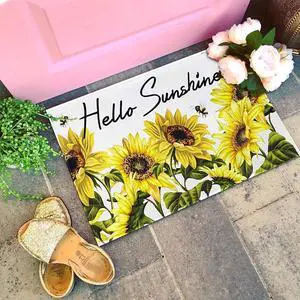 Sunshine Sunflowers Doormat 17"x30", Summer Spring Bee Door Mats Non-Slip Durable Entrance Mat for Home Entrance, Outside Entry, Yard, Floor, Patio Sunshine Sunflowers Doormat 17"x30", Summer Spring Bee Door Mats Non-Slip Durable Entrance Mat for Home Entrance, Outside Entry, Yard, Floor, Patio