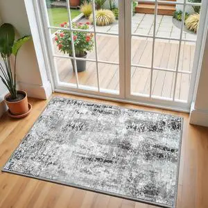 Dark Grey Washable Small Area Rug, 2x3 Abstract Non-Slip Door Mat, Modern Low Pile Indoor Entryway Rugs, Stain Resistant Throw Carpet for Front Door, Kitchen, Entry, Inside Entrance Dark Grey Washable Small Area Rug, 2x3 Abstract Non-Slip Door Mat, Modern Low Pile Indoor Entryway Rugs, Stain Resistant Throw Carpet for Front Door, Kitchen, Entry, Inside Entrance