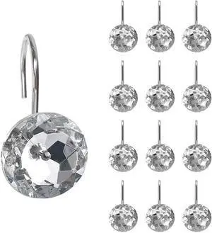 12 Pcs Bling Rhinestones Shower Curtain Hooks Bathroom Rolling Hooks 12 Pcs Bling Rhinestones Shower Curtain Hooks Bathroom Rolling Hooks