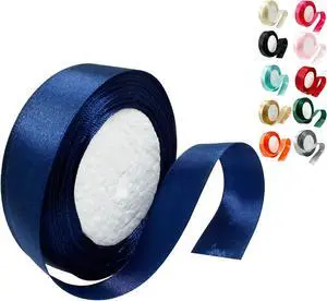 Navy Blue Satin Ribbon - 1 Inch x 25 Yards, Wedding Bouquet Ribbon, Silk & Polyester Shiny Fabric for Hair, Gift Wrapping, Flower Bouquet, Crafts, Sewing Navy Blue Satin Ribbon - 1 Inch x 25 Yards, Wedding Bouquet Ribbon, Silk & Polyester Shiny Fabric for Hair, Gift Wrapping, Flower Bouquet, Crafts, Sewing