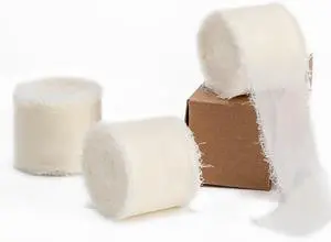 Ivory Handmade Chiffon Ribbon,1.5Inch x 3 Rolls Total 24 Yards Satin Ribbon Ivory Handmade Chiffon Ribbon,1.5Inch x 3 Rolls Total 24 Yards Satin Ribbon