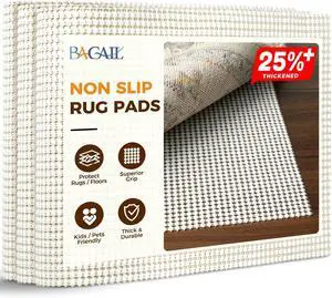 BAGAIL BASICS 2 x 3 FT Rug Pad Gripper for Hardwood Floors, Non Slip Rug Pads for Area Rugs, Extra Thick Under Rug Padding, Protect Your Rugs & Floors BAGAIL BASICS 2 x 3 FT Rug Pad Gripper for Hardwood Floors, Non Slip Rug Pads for Area Rugs, Extra Thick Under Rug Padding, Protect Your Rugs & Floors