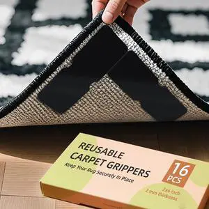 Washable Reusable Non-Slip Rug Pads 16 PCS,Double Sided Anti-Skid Tape,Strong Adhesive Mat Holders,Grippers for Area Carpet,No Damage Removable for Hardwood Floors Washable Reusable Non-Slip Rug Pads 16 PCS,Double Sided Anti-Skid Tape,Strong Adhesive Mat Holders,Grippers for Area Carpet,No Damage Removable for Hardwood Floors