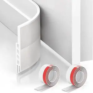 Door Draft Stopper, 2 Pack, White Weather Stripping, 1.8" W x 37" L, Dust Noise Insulation for Exterior Interior Doors Door Draft Stopper, 2 Pack, White Weather Stripping, 1.8" W x 37" L, Dust Noise Insulation for Exterior Interior Doors