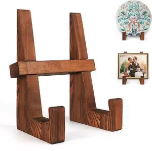DEBETOOL 8.8" Rustic Wooden Plate Stand for Display DEBETOOL 8.8" Rustic Wooden Plate Stand for Display