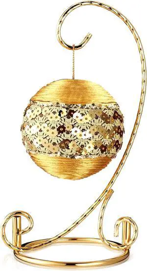 MorningRo 1 Pcs Ornament Display Stand 7.5" Metal Hook Christmas,Gold MorningRo 1 Pcs Ornament Display Stand 7.5" Metal Hook Christmas,Gold