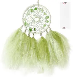 Mini Dream Catchers - Light Green Turkey Feathers with Natural Aventurine, Handmade Small Dreamcatcher for Bedroom, A Dream Catcher for Girls and Boys, Wall Decor Mini Dream Catchers - Light Green Turkey Feathers with Natural Aventurine, Handmade Small Dreamcatcher for Bedroom, A Dream Catcher for Girls and Boys, Wall Decor