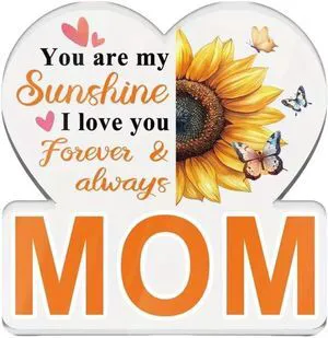 Mom Gifts from Daughter Son, Acrylic Heart Plaque with Sunflower Decor - "You are my Sunshine" Keepsake for Mother's Day, Christmas, Birthday, Thanksgiving - Best Mom Desk Sign Home Decoration Mom Gifts from Daughter Son, Acrylic Heart Plaque with Sunflower Decor - "You are my Sunshine" Keepsake for Mother's Day, Christmas, Birthday, Thanksgiving - Best Mom Desk Sign Home Decoration