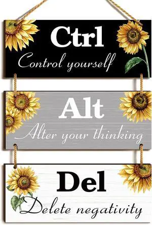 Ferraycle 3 Pcs Sunflower Office Wall Decor Ctrl Alt Del Wooden Wall Sign Inspirational Farmhouse Rustic Office Decor Motivational Hanging Plaque for Kitchen Bedroom Bathroom Door Living Room Home Ferraycle 3 Pcs Sunflower Office Wall Decor Ctrl Alt Del Wooden Wall Sign Inspirational Farmhouse Rustic Office Decor Motivational Hanging Plaque for Kitchen Bedroom Bathroom Door Living Room Home