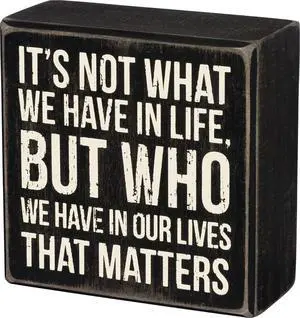 Primitives by Kathy 35144 Classic Black and White Box Sign, 4 x 4-Inches, Who We Have Primitives by Kathy 35144 Classic Black and White Box Sign, 4 x 4-Inches, Who We Have