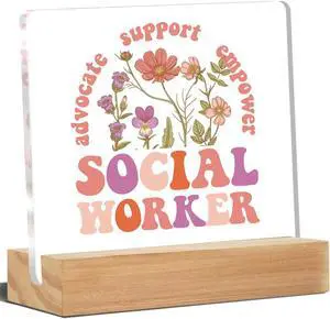 Social Worker Gifts for Women, Social Worker Desk Decor Acrylic Desk Plaque Sign Home Office Decoration 4 x 4 Inches Social Worker Gifts for Women, Social Worker Desk Decor Acrylic Desk Plaque Sign Home Office Decoration 4 x 4 Inches