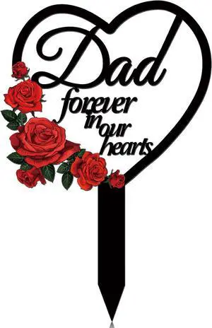 Pinkunn Dad Memorial Stakes Grave Cemetery Decorations Heart Metal Pinkunn Dad Memorial Stakes Grave Cemetery Decorations Heart Metal